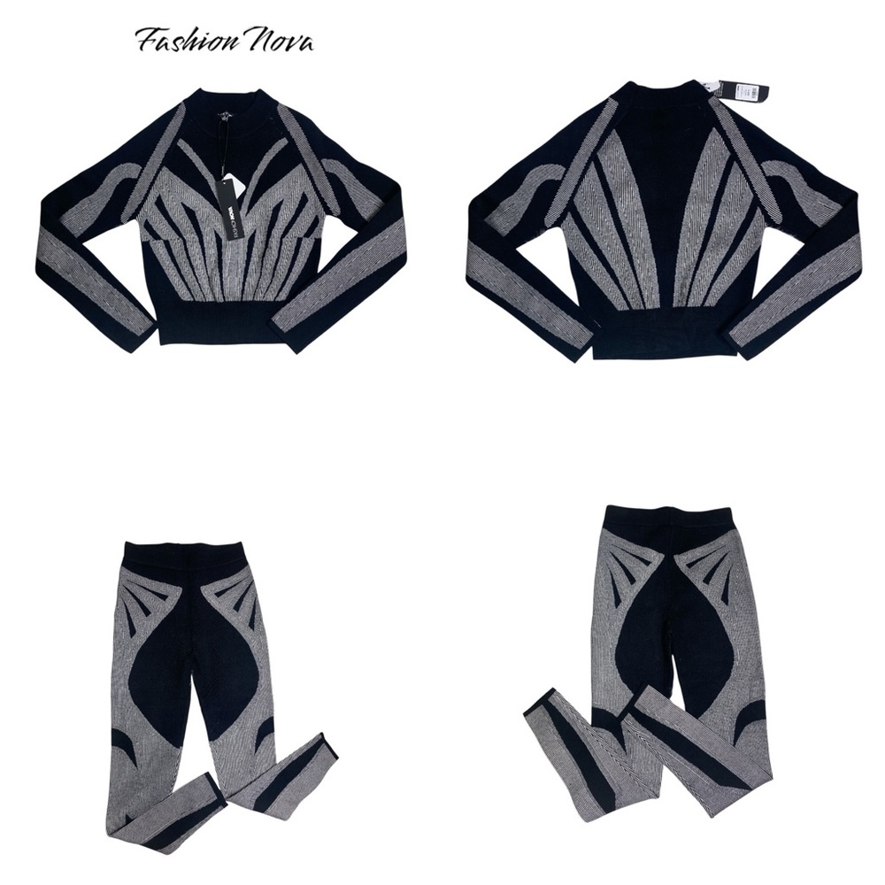Fashion Nova Abstract Patterned Sweater Set Size S